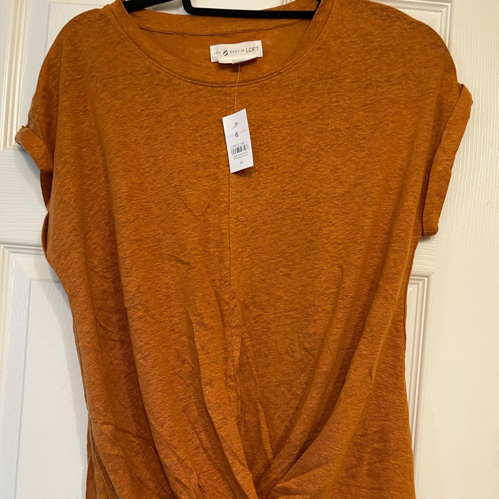 Lou & Grey for Loft Linen Twist Front Tee Medium